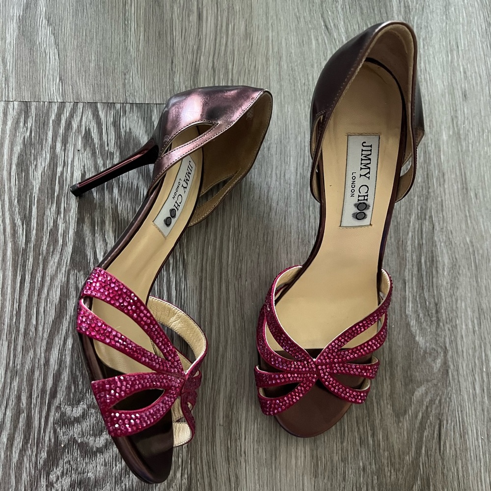 JIMMY CHOO Bauble Sandal Crystal Pink Heels